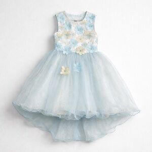 Pink Butterfly Blue and Gold Event Party Dress high low Brand New!